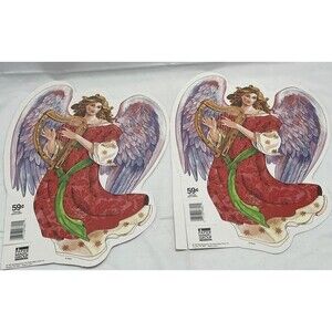 Vintage 2 Paper Magic Group Christmas Angel Playing Ark Die Cut Decoration 12”